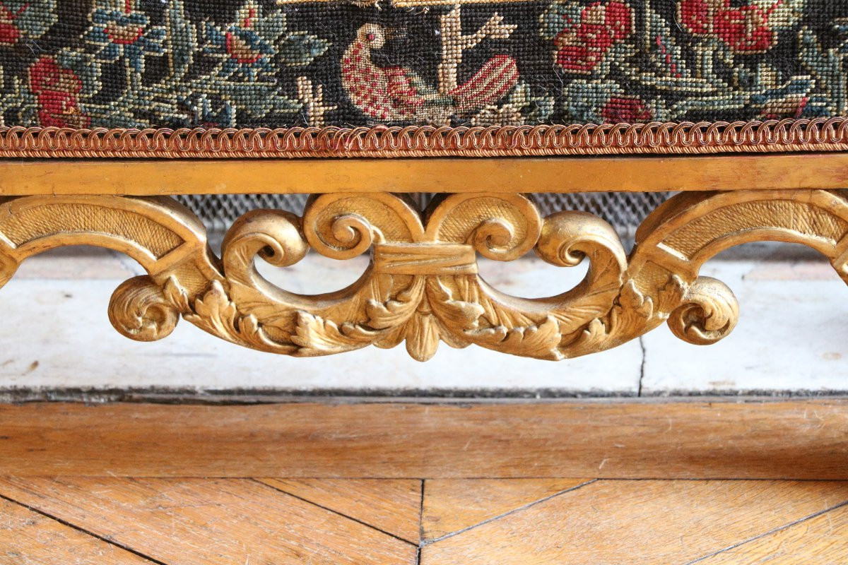 Ecran de cheminée en bois d'époque Louis XIV-photo-4