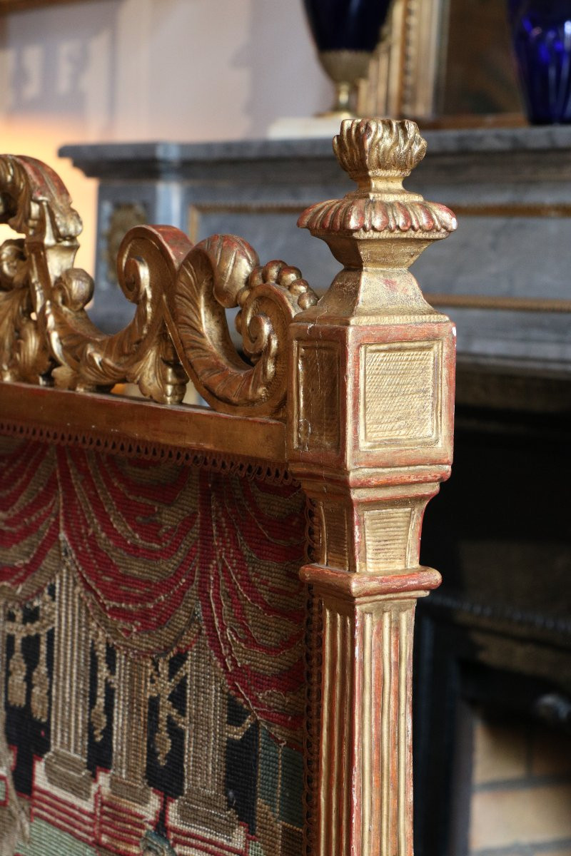 Ecran de cheminée en bois d'époque Louis XIV-photo-2