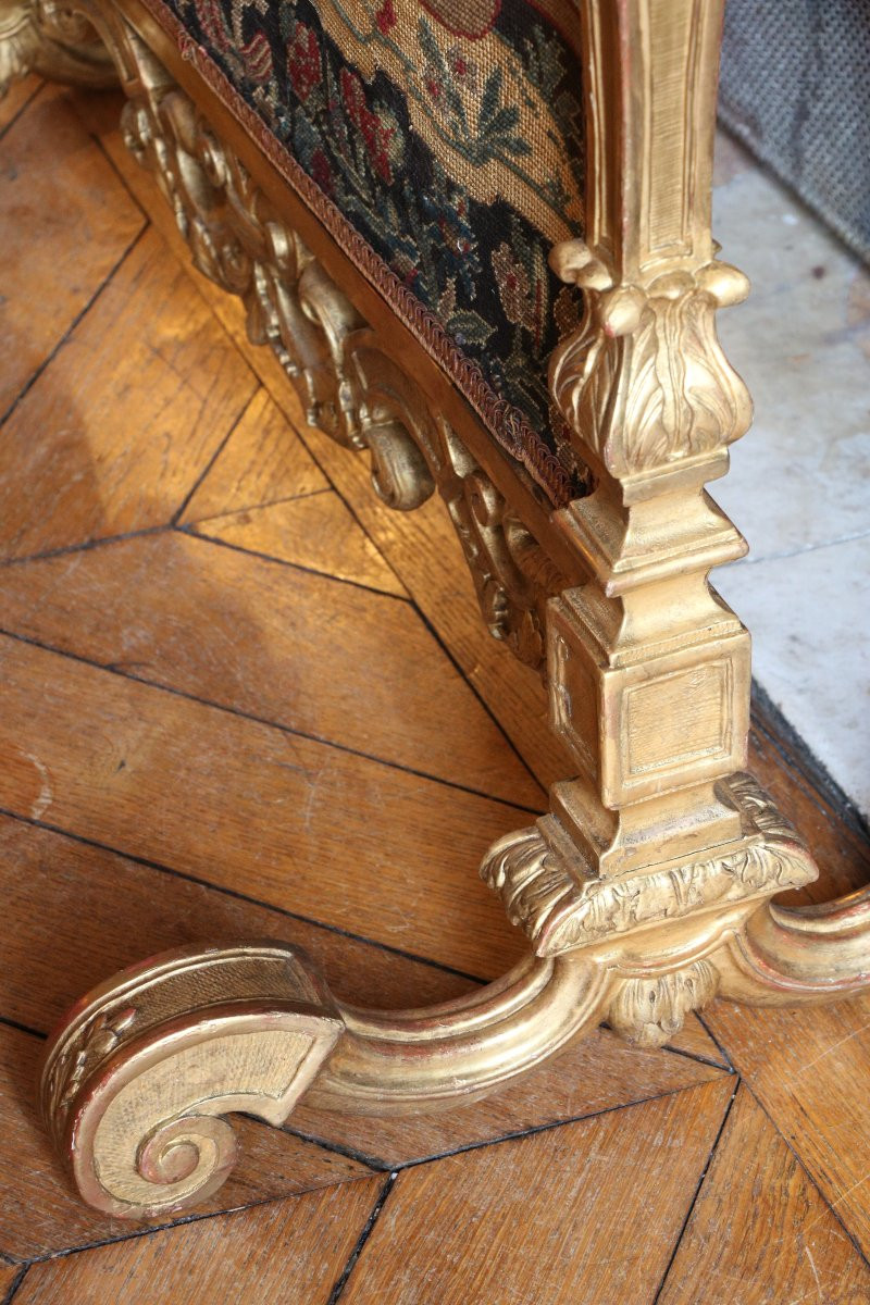 Ecran de cheminée en bois d'époque Louis XIV-photo-3