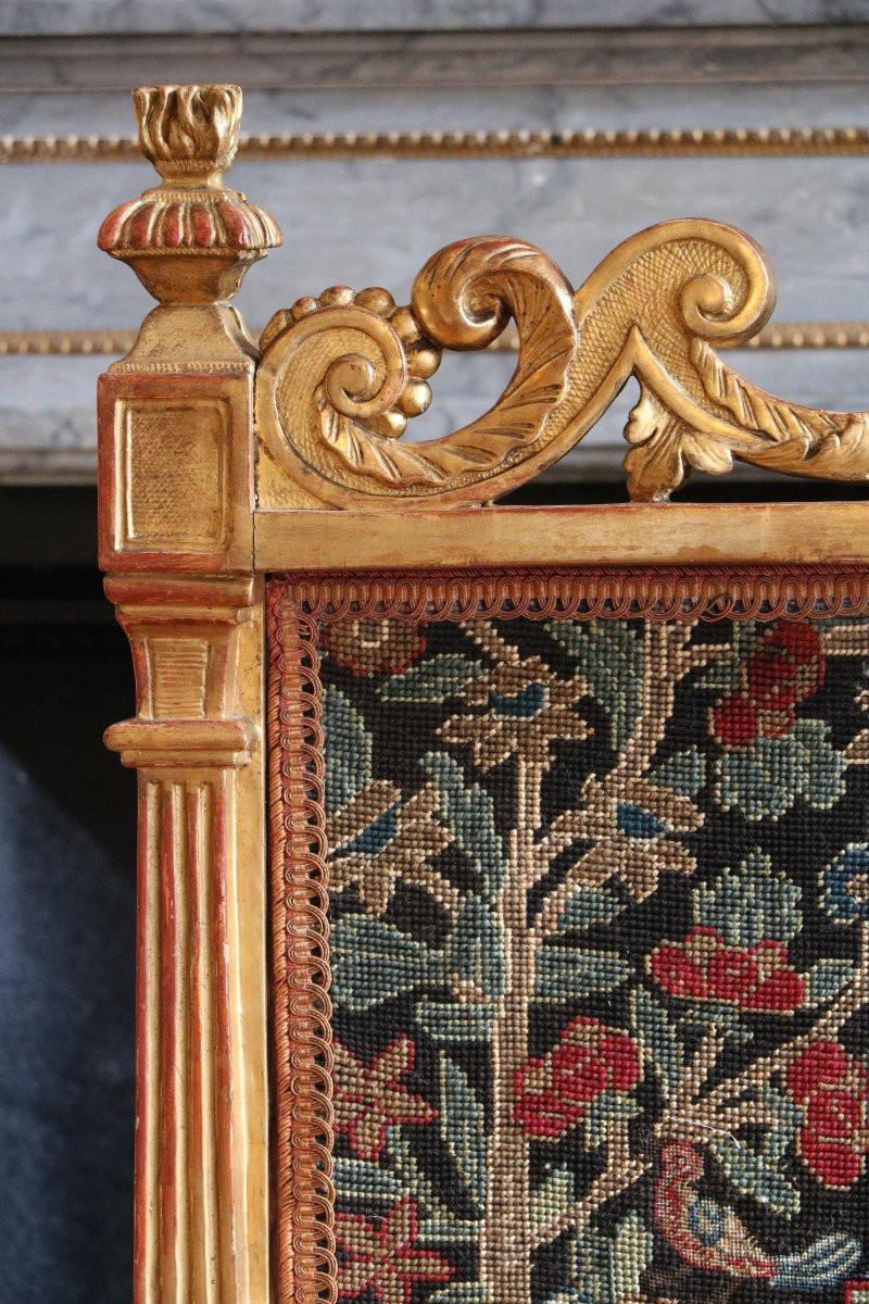 Ecran de cheminée en bois d'époque Louis XIV-photo-5