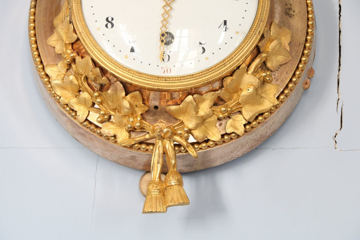 Bullseye Clock In Chased And Gilded Bronze-photo-3
