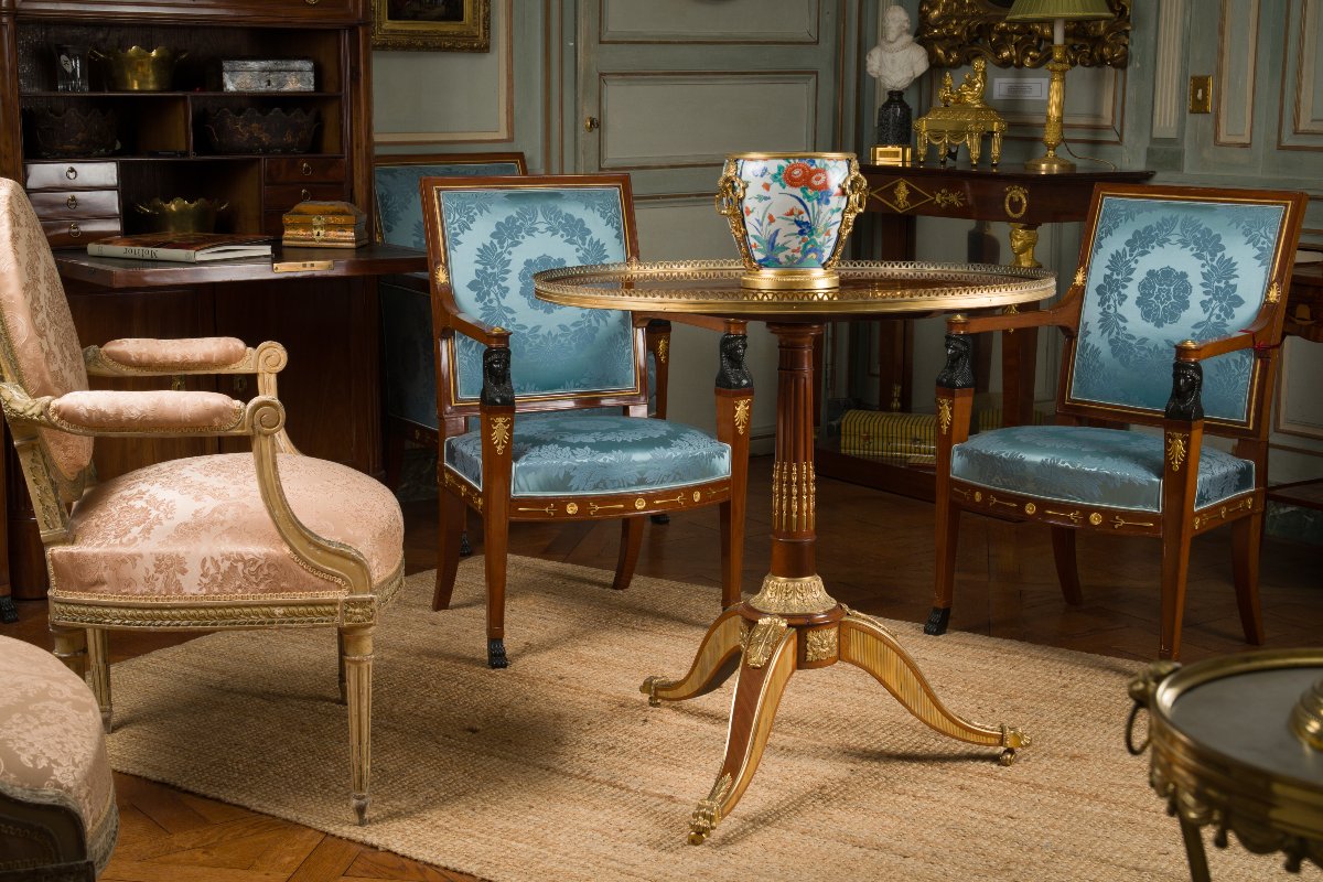 Guéridon en acajou estampillé Martin Carlin et JME-photo-3