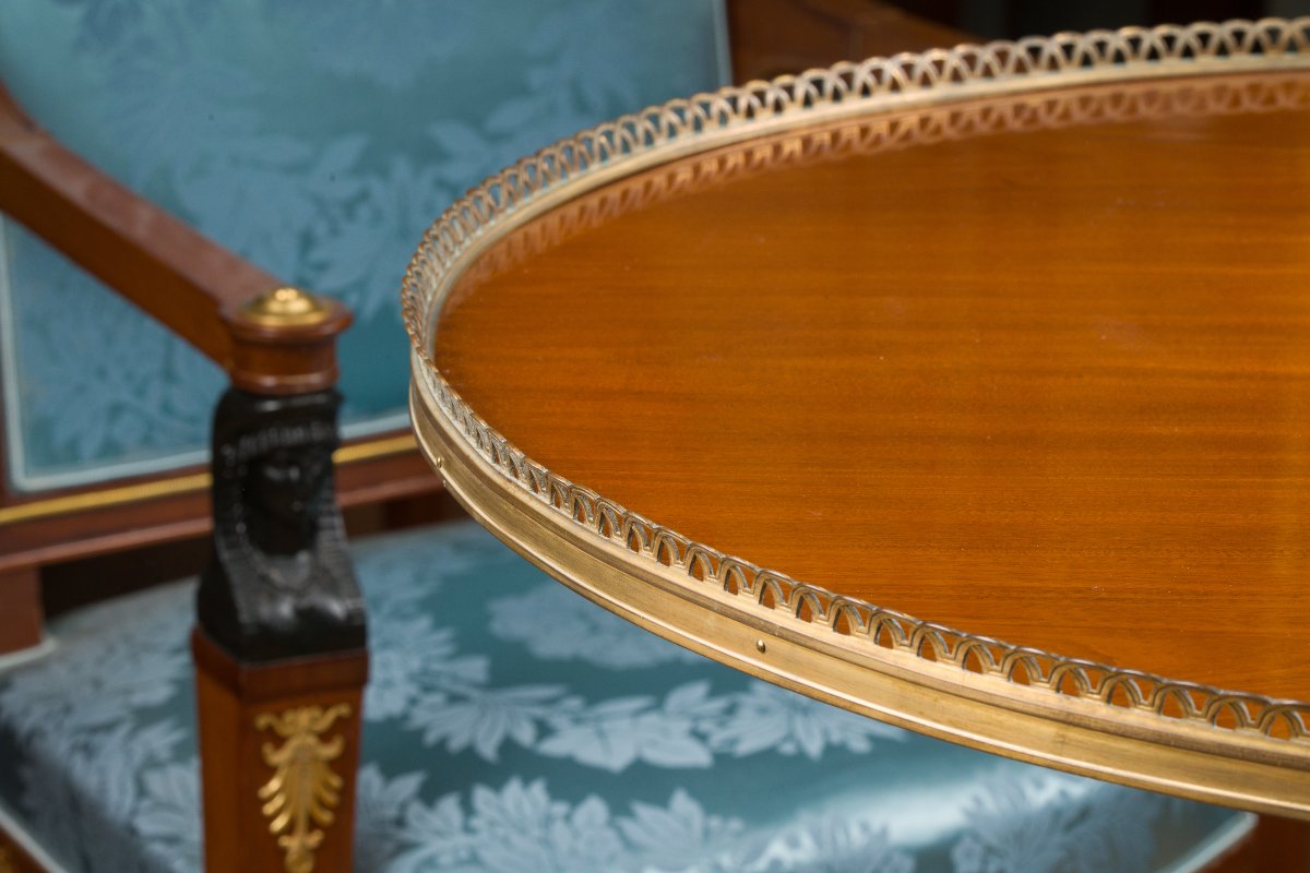 Guéridon en acajou estampillé Martin Carlin et JME-photo-4