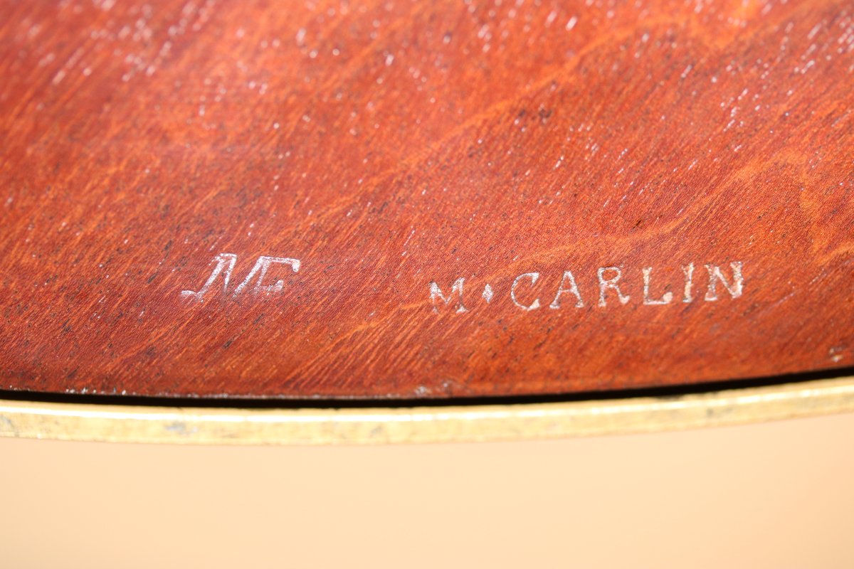 Mahogany Pedestal Table Stamped Martin Carlin And Jme-photo-3