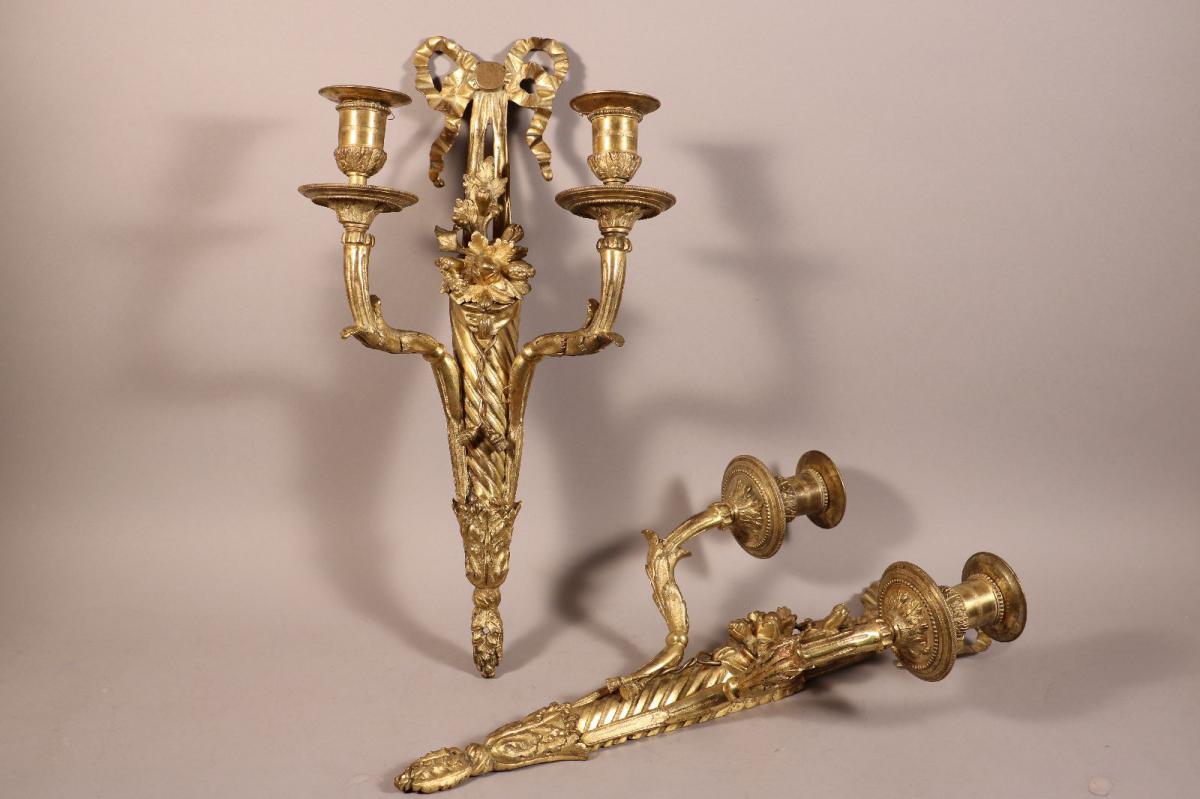 Paire d'Appliques à Carquois Fleuri, époque Louis XVI