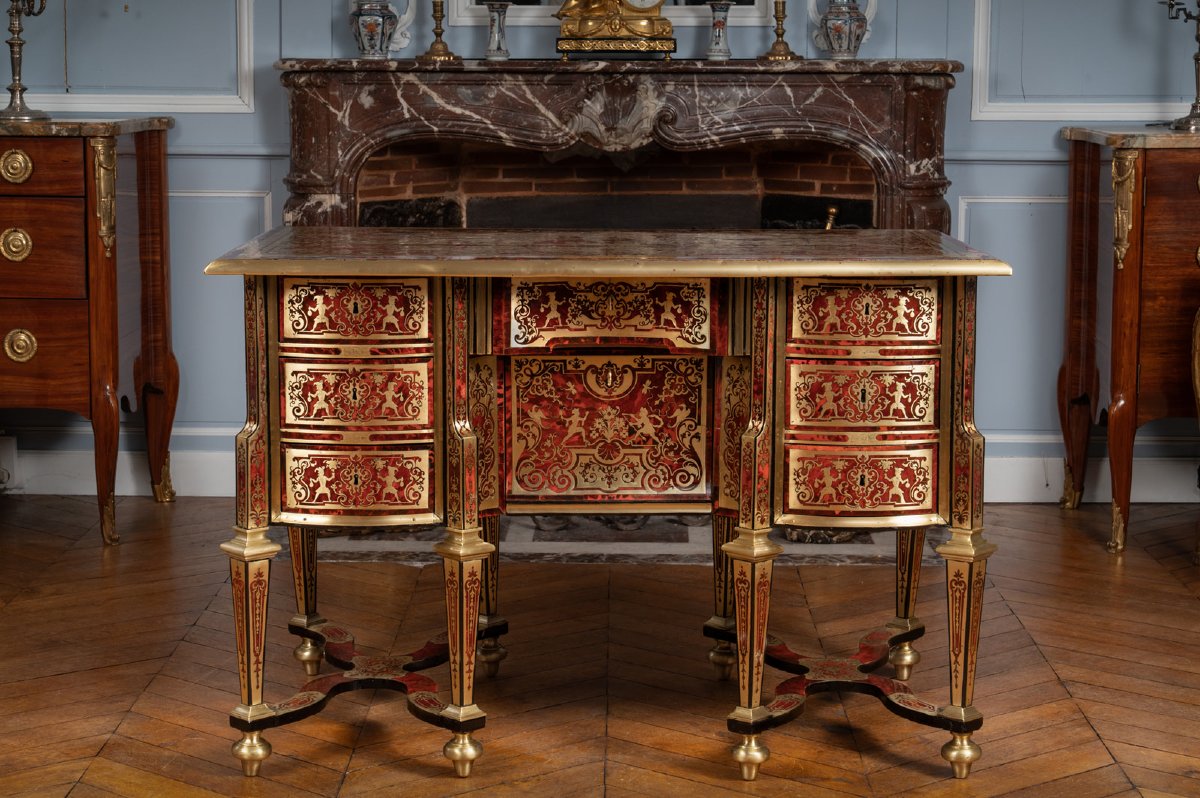 Bureau Mazarin en marqueterie Boulle-photo-4
