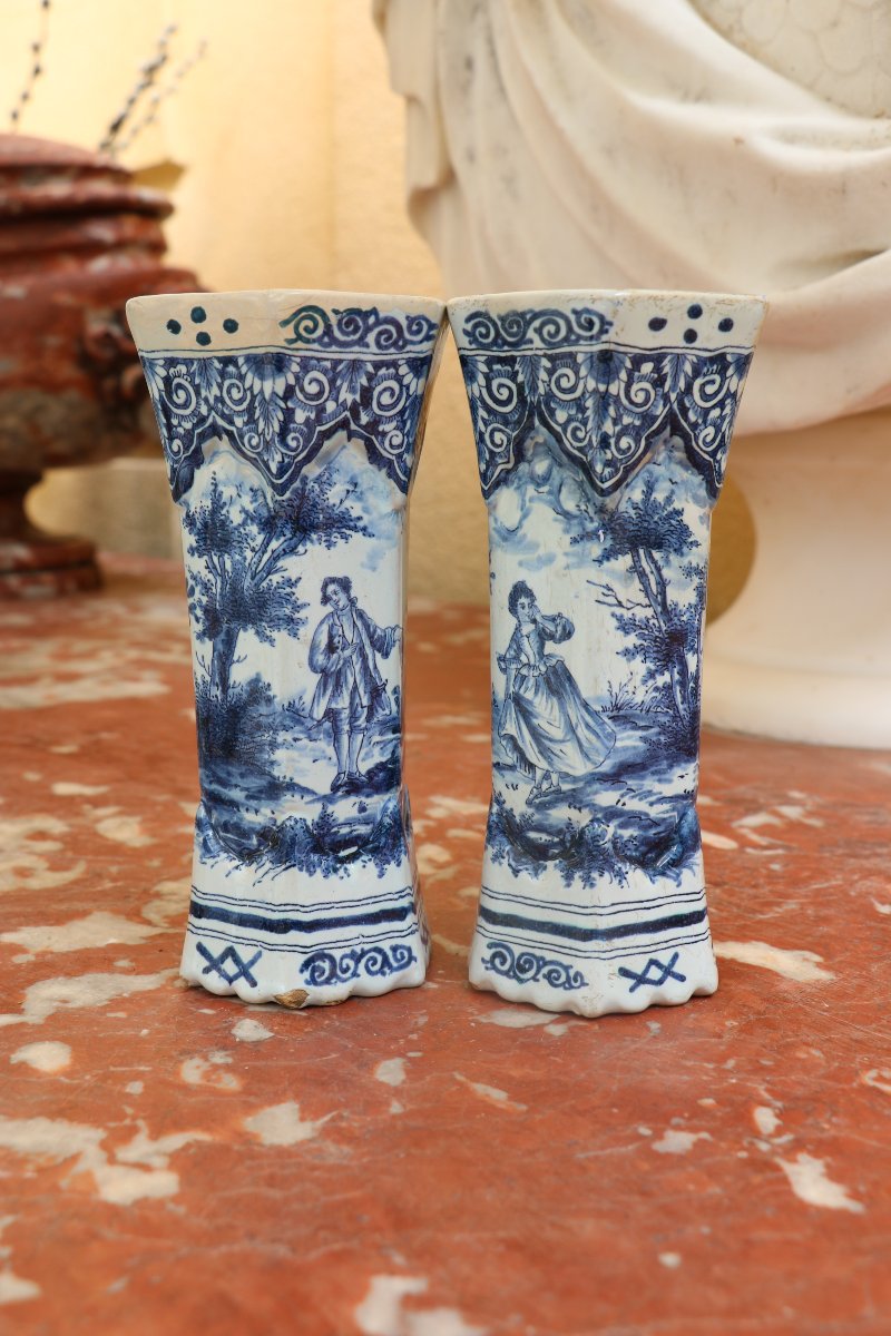 Suite de quatre vases en faïence de Delft-photo-2