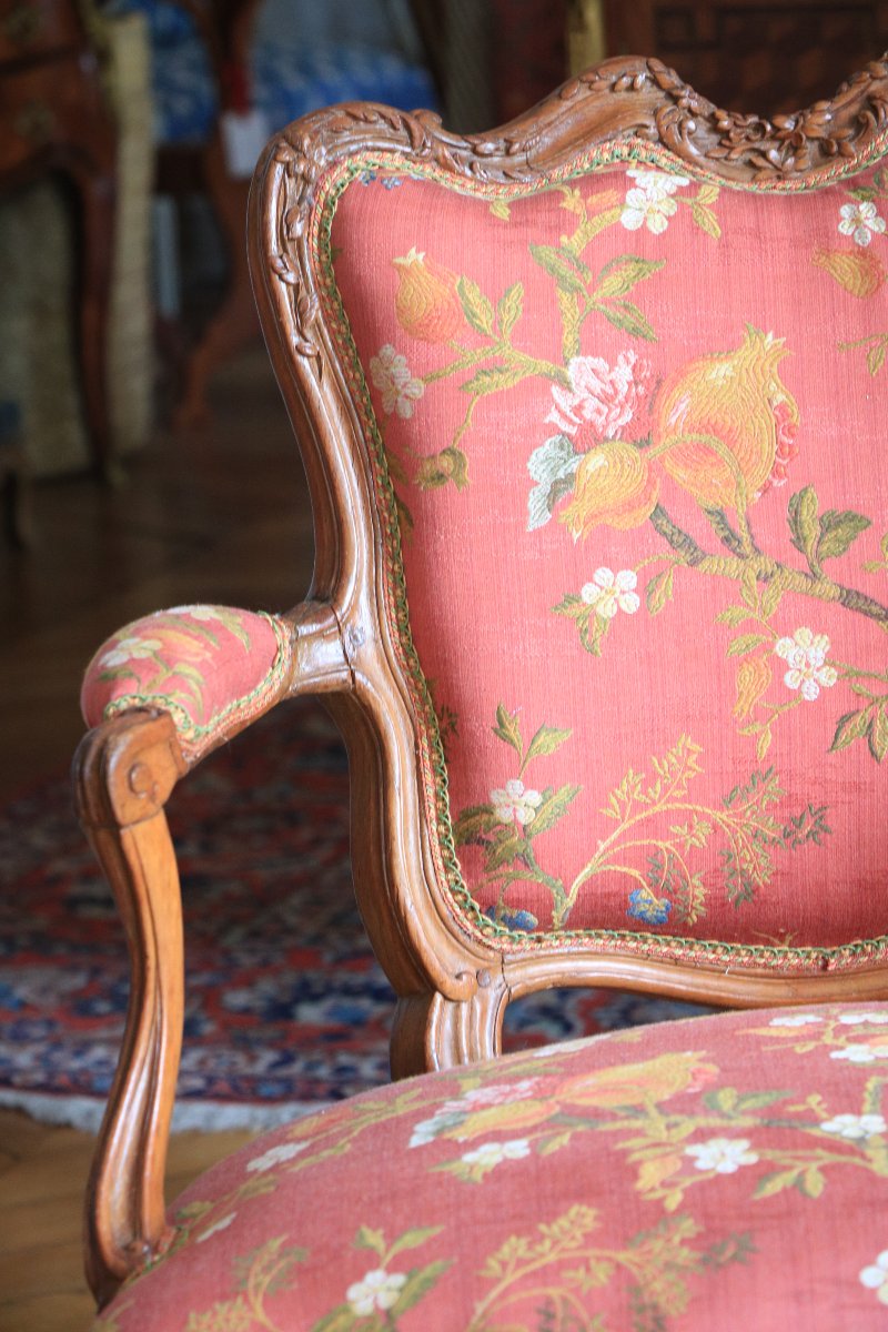 Fauteuil à coiffer d'époque Louis XV, estampillé Pierre Bara.-photo-4