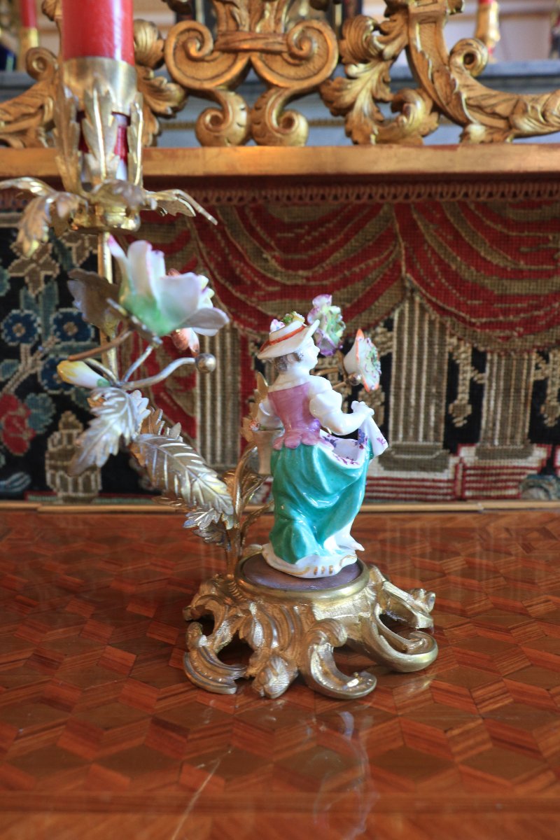 Louis XV-style Meissen Porcelain Candleholder-photo-3