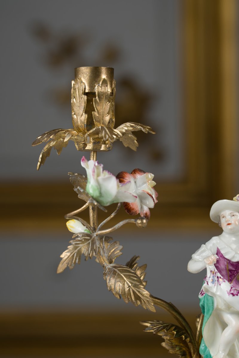 Louis XV-style Meissen Porcelain Candleholder-photo-2