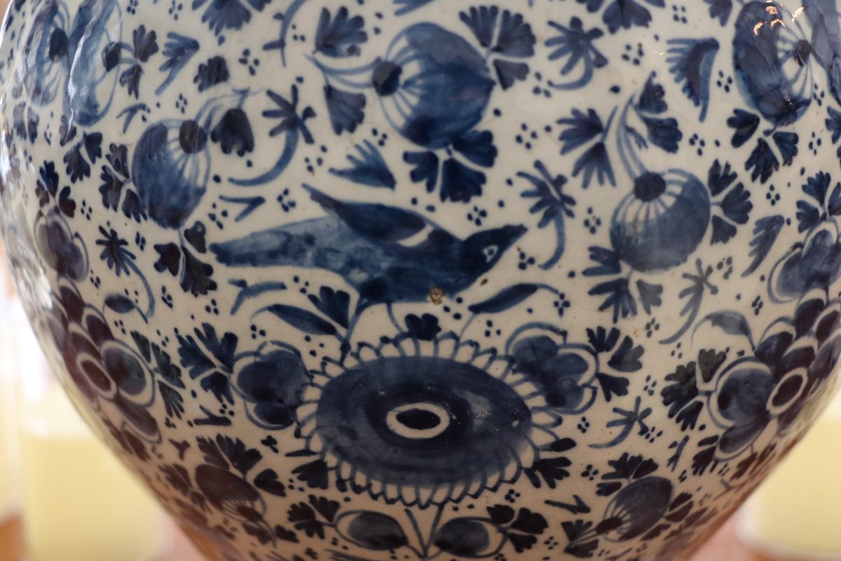 Vase balustre en faïence de Delft d'époque XVIIe-photo-2