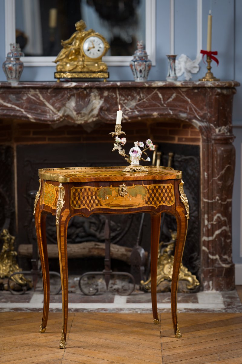 Table à écrire dite « à la Pompadour » estampillée Léonard Boudin-photo-3