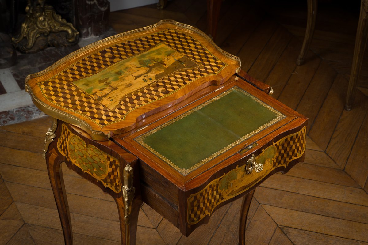 Table à écrire dite « à la Pompadour » estampillée Léonard Boudin-photo-4