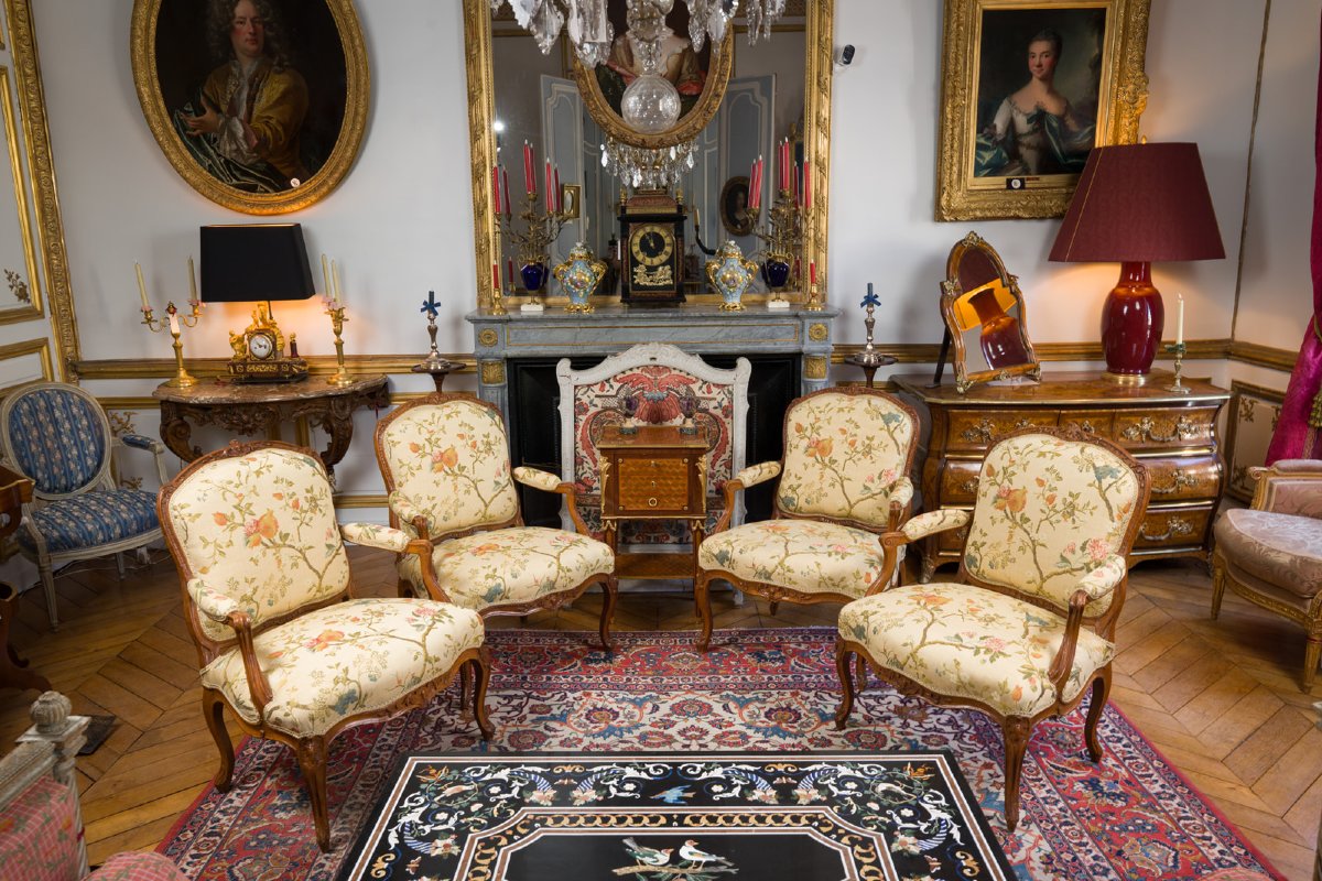 Set Of Four Queen-style Armchairs, Stamped "tilliard"-photo-2