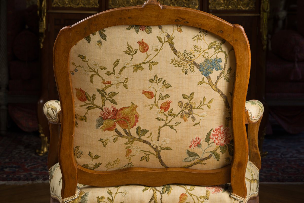Set Of Four Queen-style Armchairs, Stamped "tilliard"-photo-4