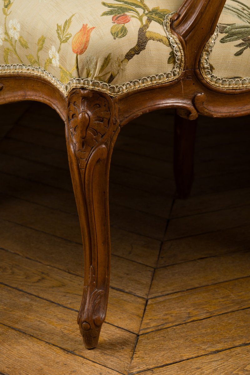 Set Of Four Queen-style Armchairs, Stamped "tilliard"-photo-7