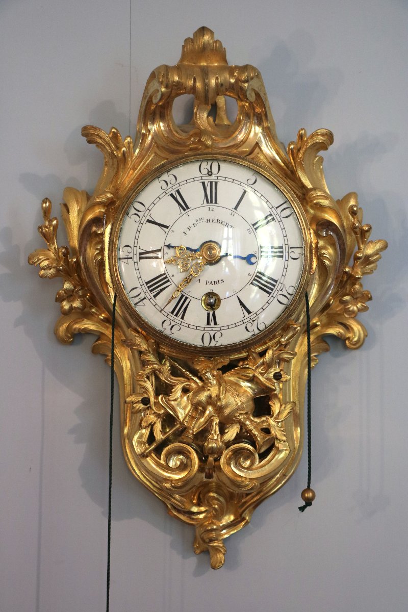 Cartel d’époque Louis XV en bronze doré, signé Saint Germain.-photo-2