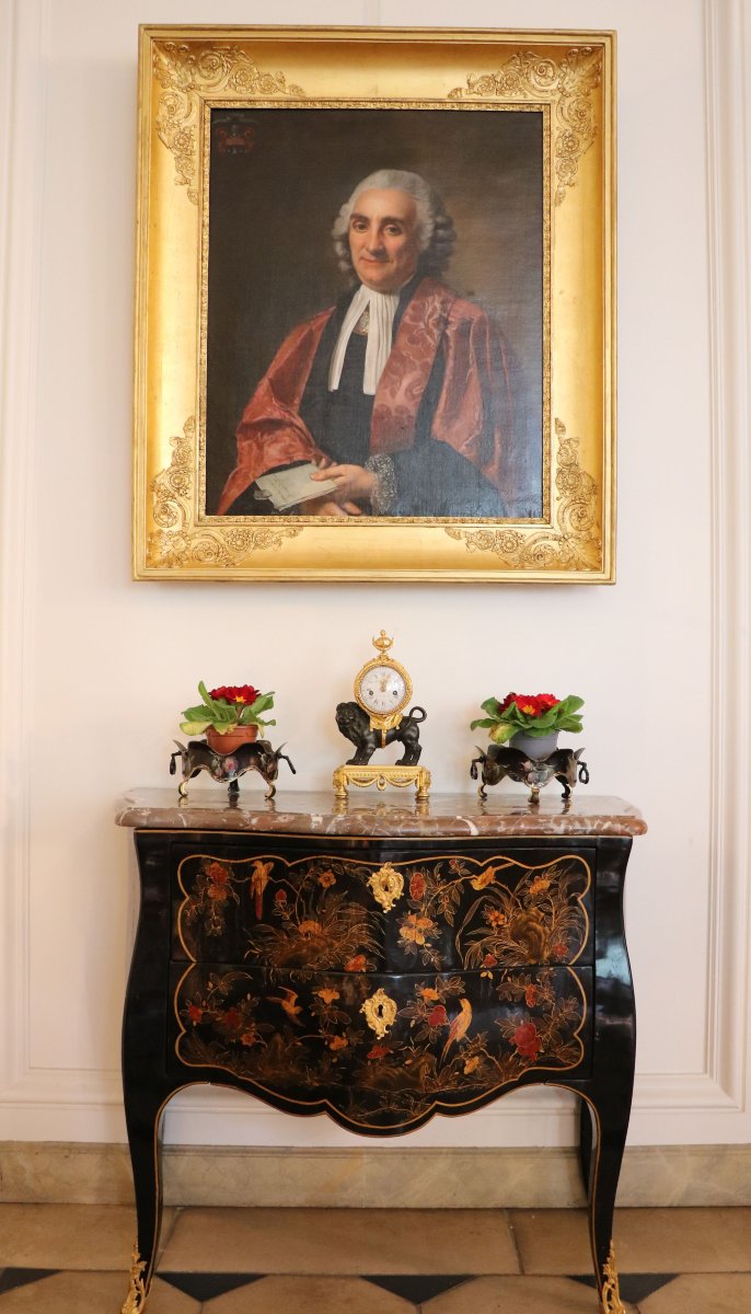 A Louis XV-era Chest Of Drawers With Hinged Doors, Stamped “delorme,” Lacquered In The Japanese Style-photo-2