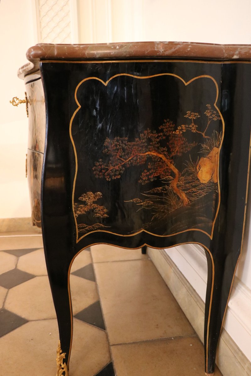 A Louis XV-era Chest Of Drawers With Hinged Doors, Stamped “delorme,” Lacquered In The Japanese Style-photo-3