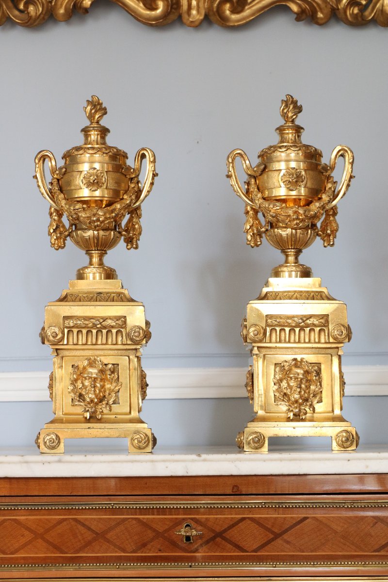 	Paire de chenets en bronze ciselé et doré	-photo-2
