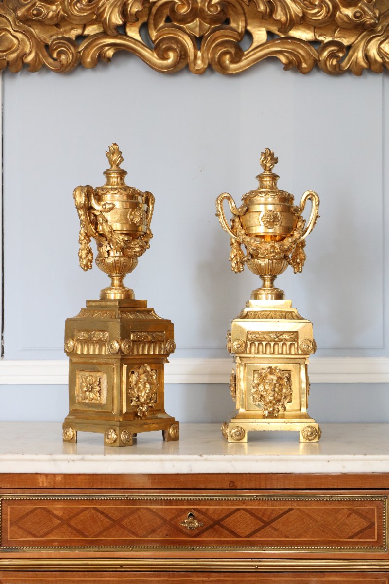 	Paire de chenets en bronze ciselé et doré	