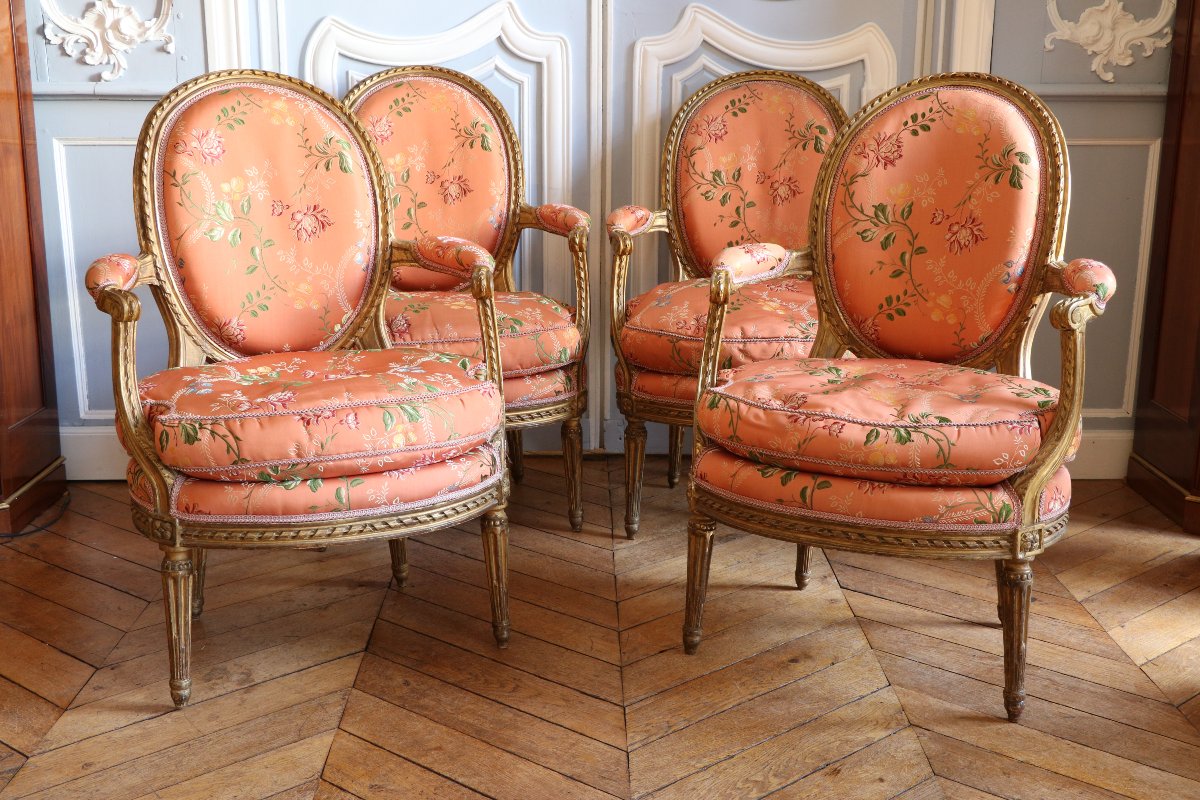 Set Of Four Louis XVI Armchairs By Nadal The Elder-photo-2
