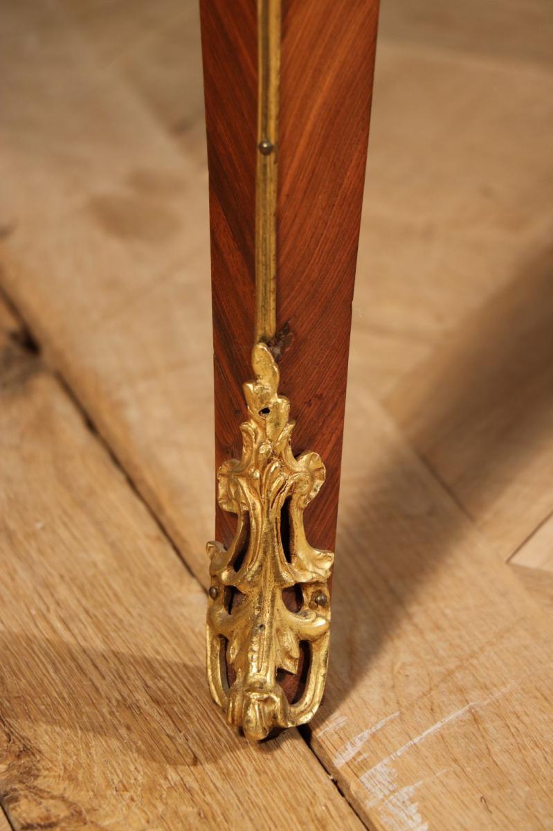 Curved Convenient, Louis XV Marquetry, Bronze Gold, East Of France.-photo-4