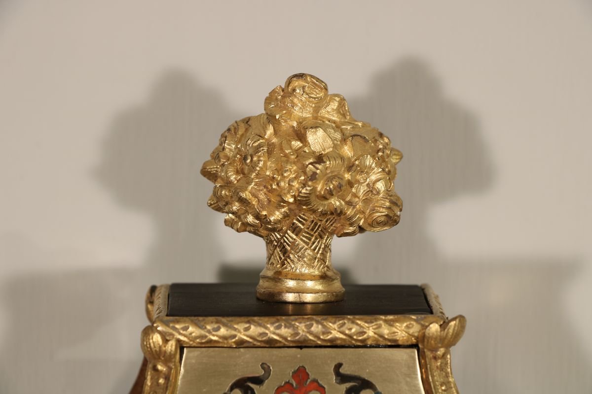  Cartel D’alcôve En Marqueterie De Fleurs « Aux Cinq Couleurs » d'époque Régence-photo-4