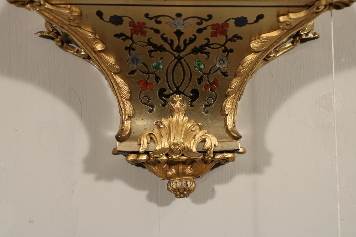  Cartel D’alcôve En Marqueterie De Fleurs « Aux Cinq Couleurs » d'époque Régence-photo-3