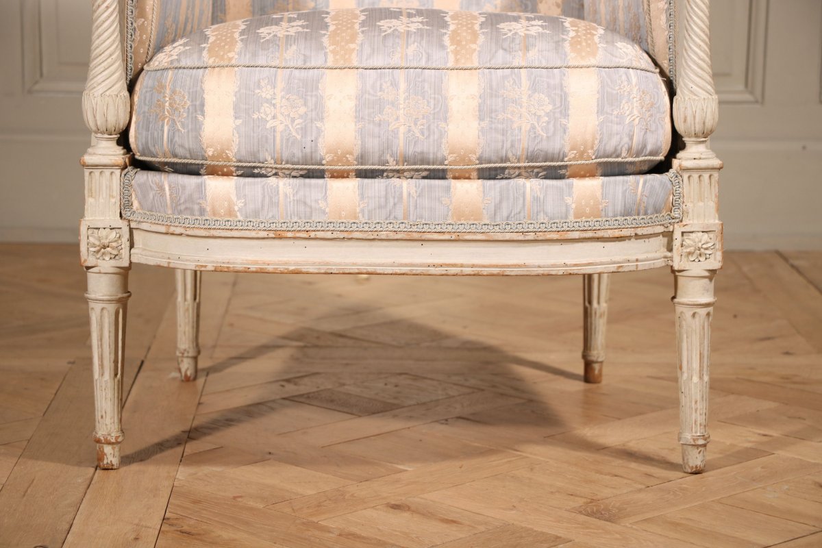 Pair Of White Lacquered Bergeres Stamped By Jean Baptiste Lelarge-photo-5
