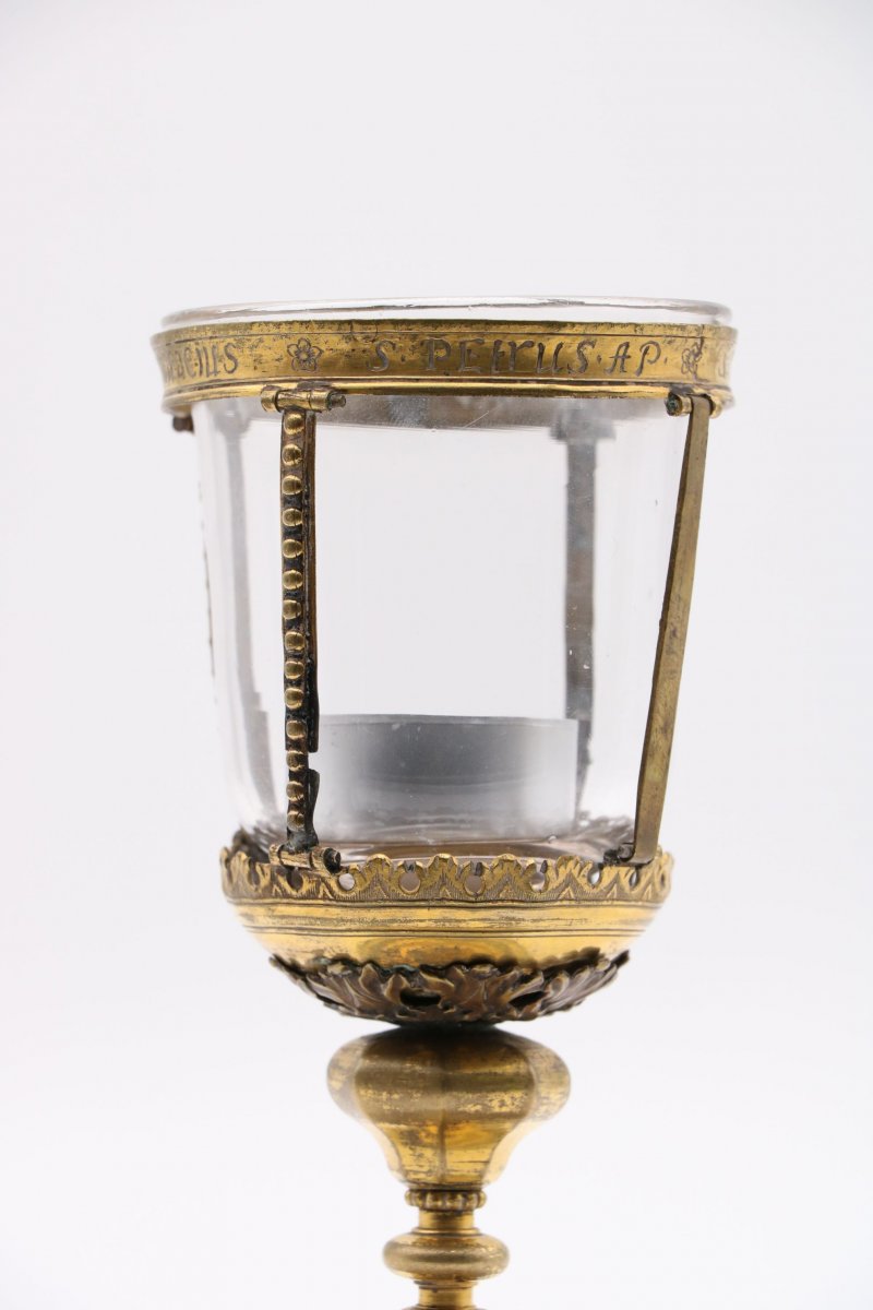 Reliquary In Engraved Gilt Bronze-photo-2