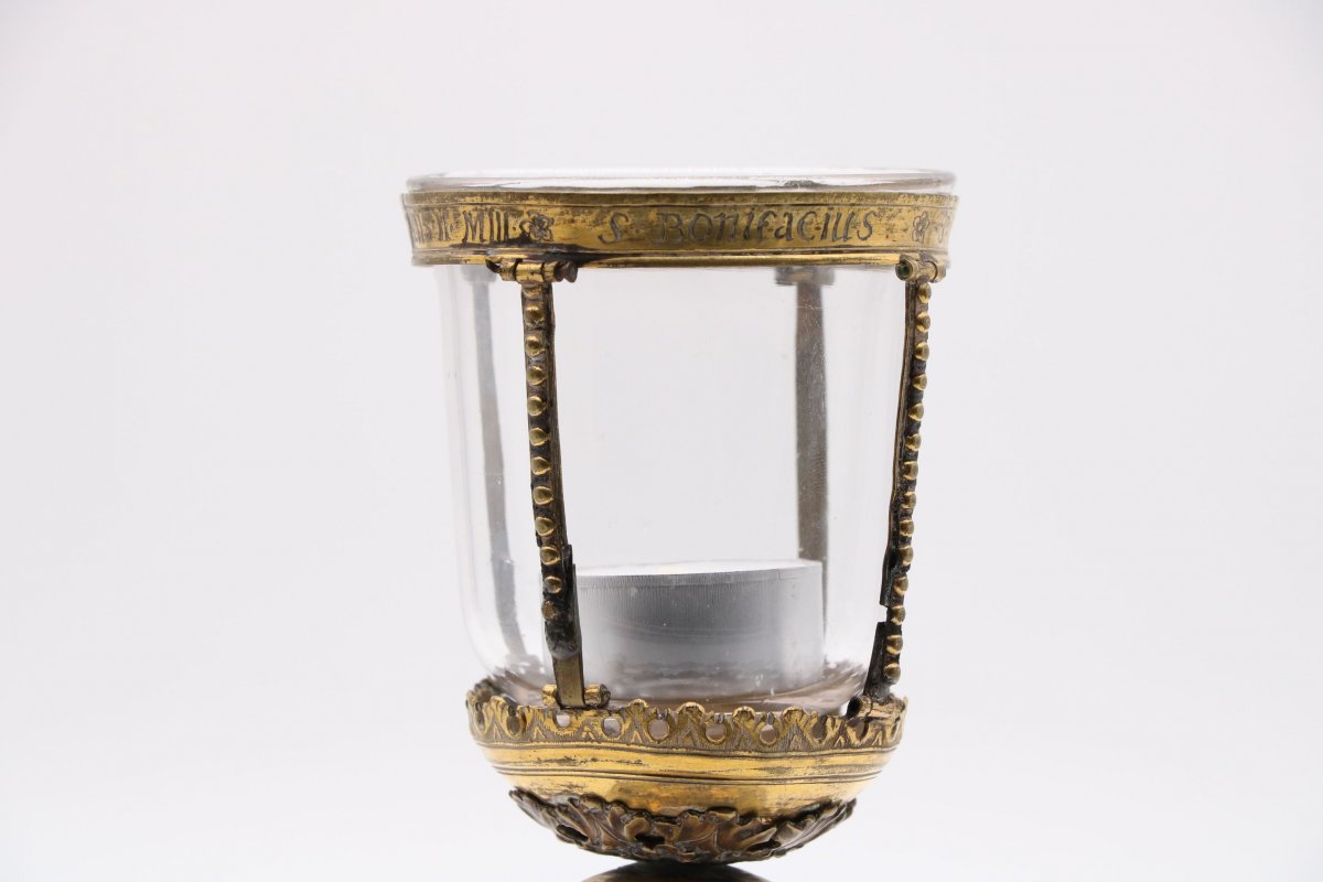 Reliquary In Engraved Gilt Bronze-photo-4