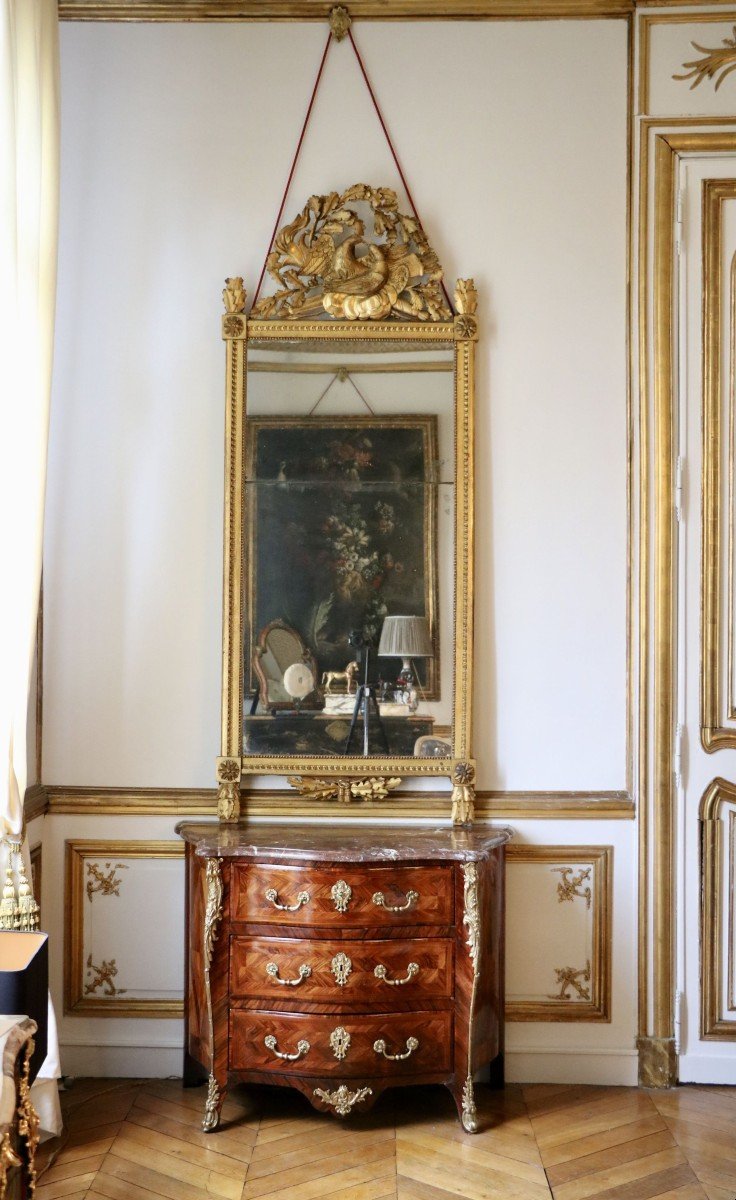 Miroir D’époque Louis XVI En Bois Doré-photo-3