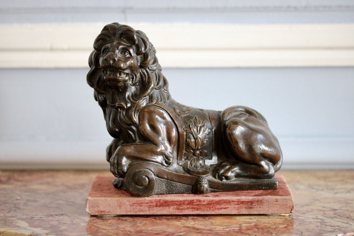 Lion Lying In Patinated Bronze