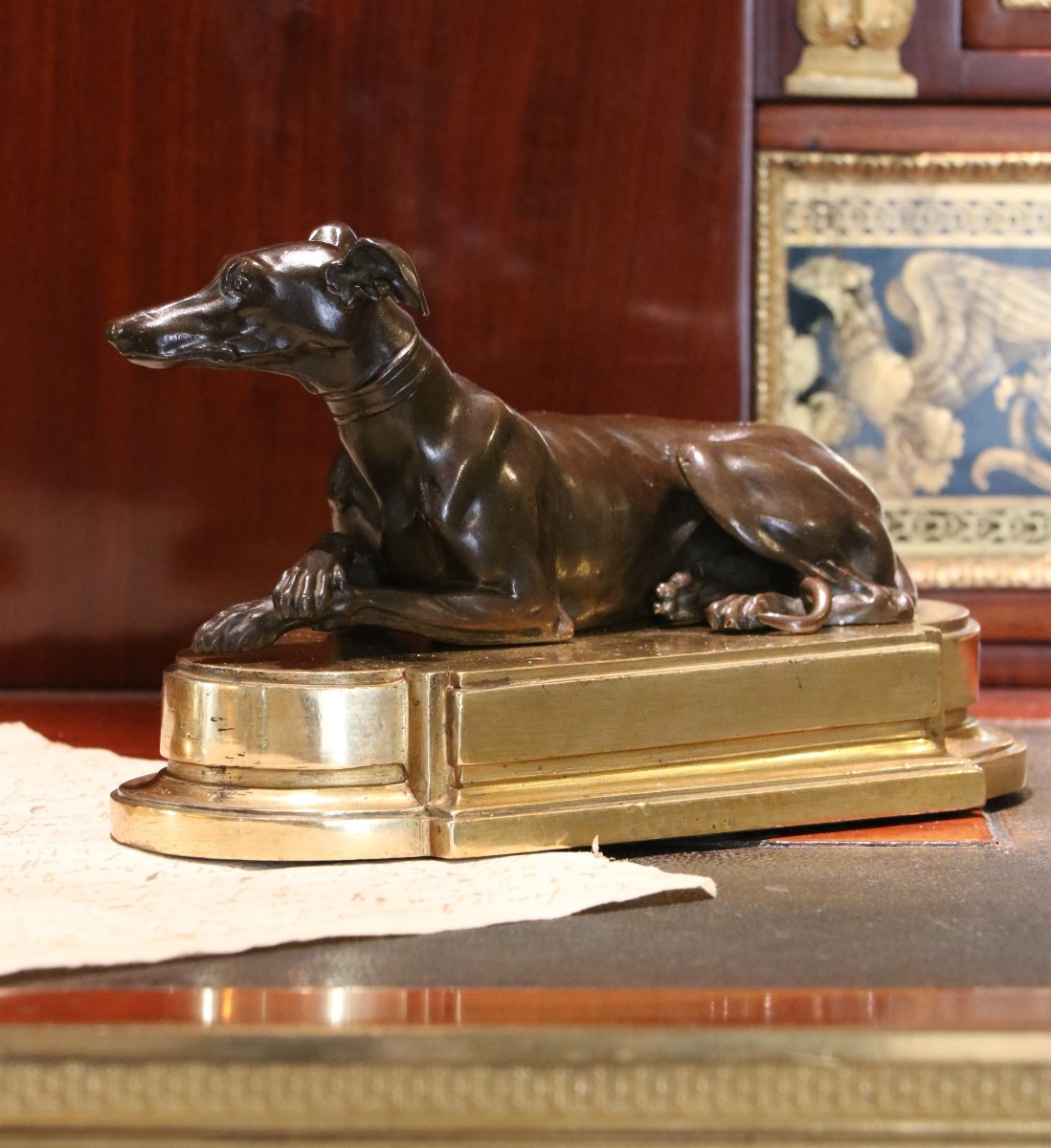 Paire De Plaques à Papier Représentant Deux Lévriers-photo-2