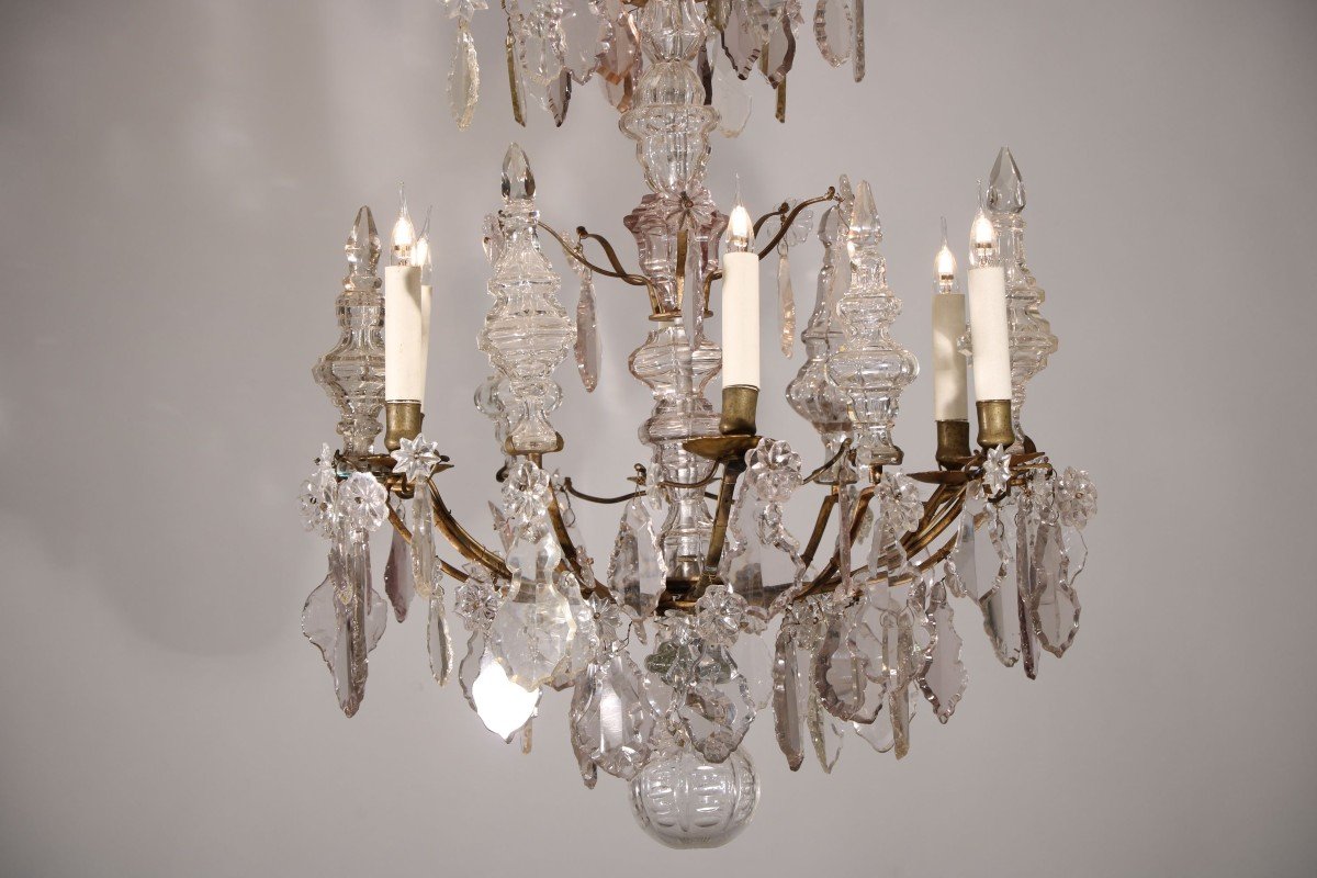 Cage Chandelier In Gilt Bronze And Crystal-photo-2