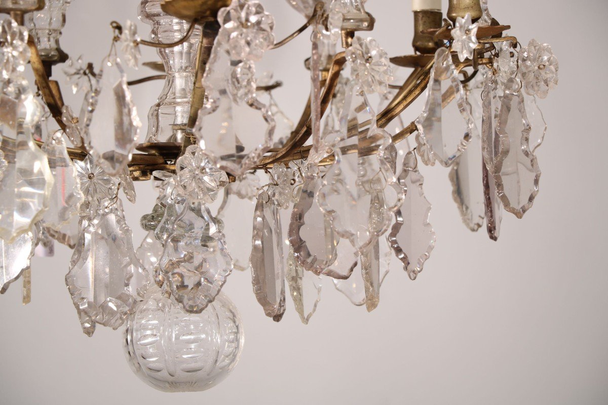 Cage Chandelier In Gilt Bronze And Crystal-photo-3