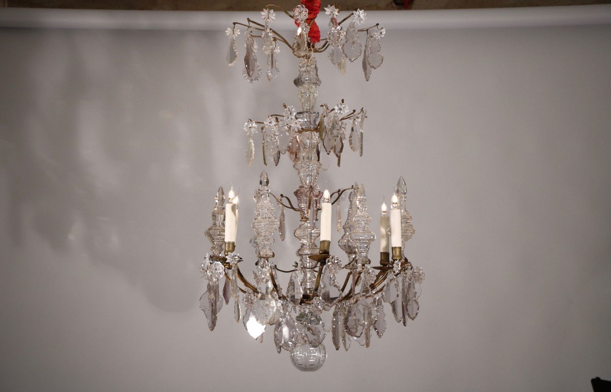 Cage Chandelier In Gilt Bronze And Crystal