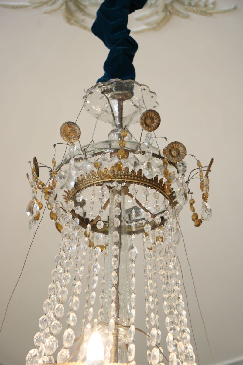 Chandelier With Six Arms Of Lights In Basket Shape-photo-2