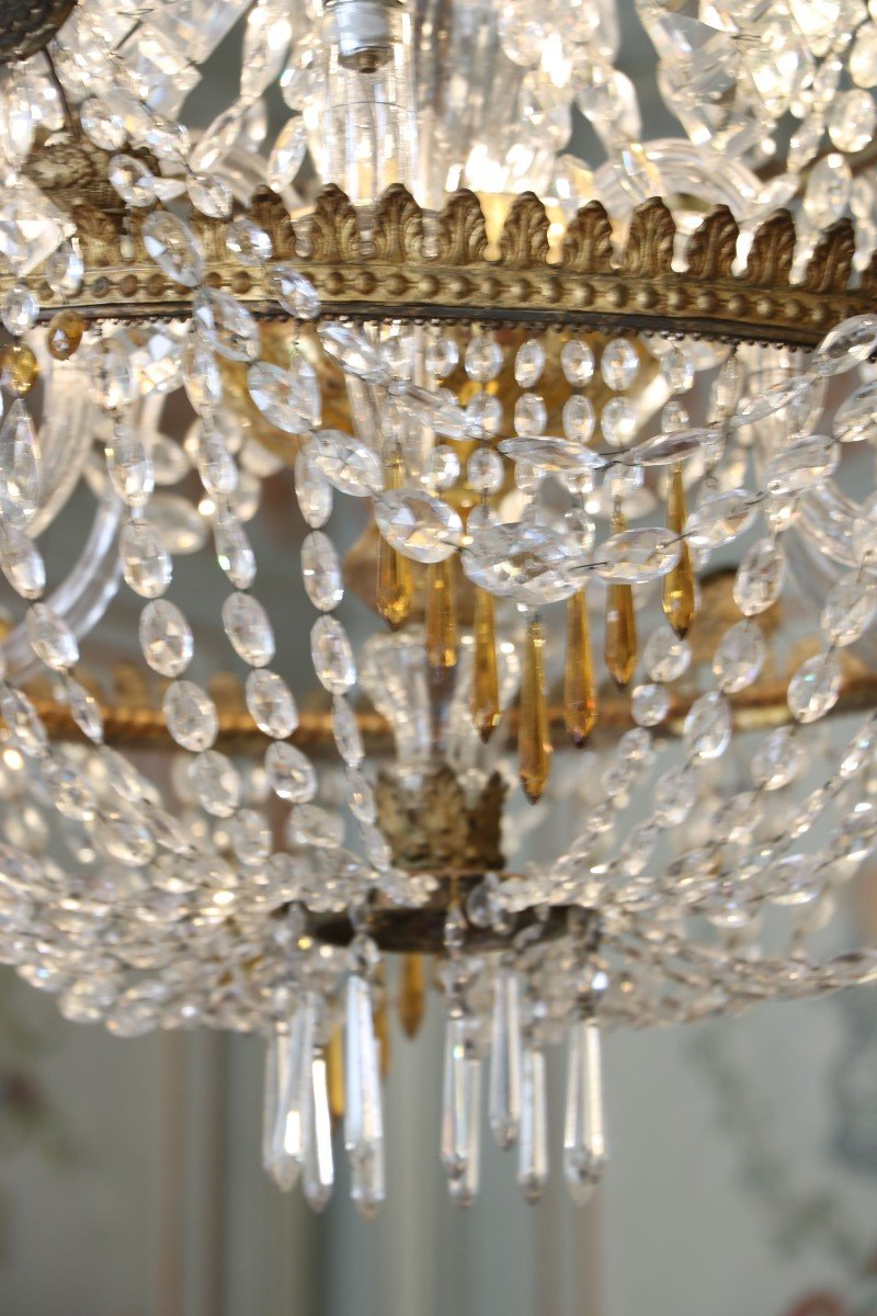 Chandelier With Six Arms Of Lights In Basket Shape-photo-2