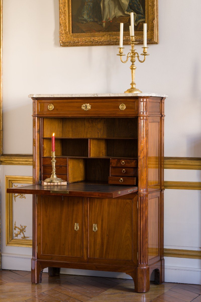 Mahogany Drop-leaf Secretary Stamped Riesener