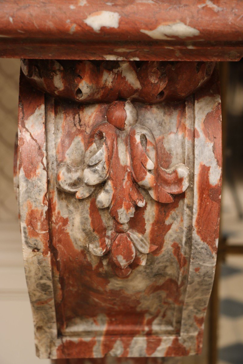 Large Console In Red Marble From Languedoc, Louis XIV Period-photo-2