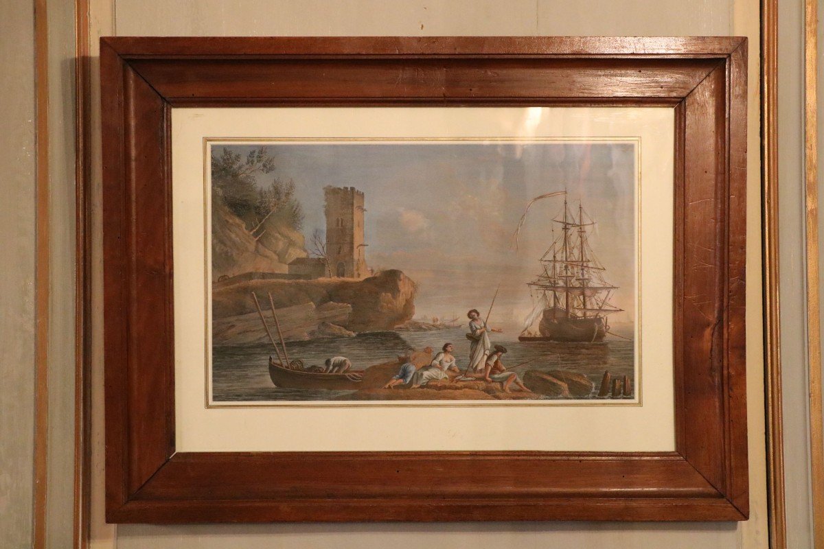 Pair Of Gouaches Representing Port Scenes, Follower Of Lacroix From Marseille-photo-4