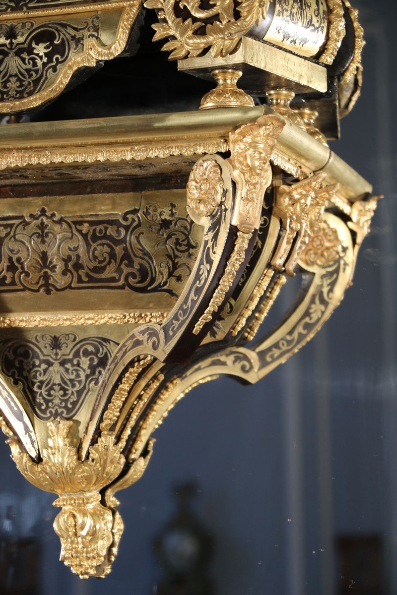 Large Cartel And Its Boulle Marquetry Console In Tortoiseshell And Brass-photo-1