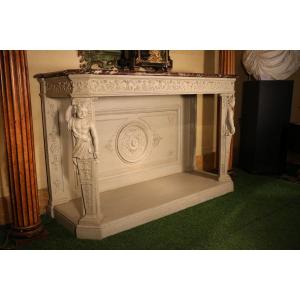 Boiserie Console In Gray Lacquered Wood