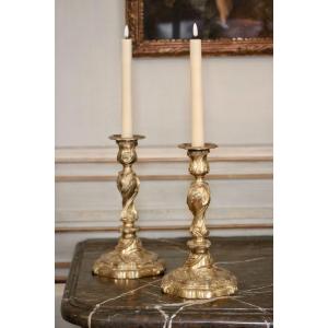 Pair Of Gilt Bronze Candlesticks