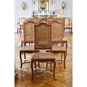 Rare Set Of Eight Cane Chairs