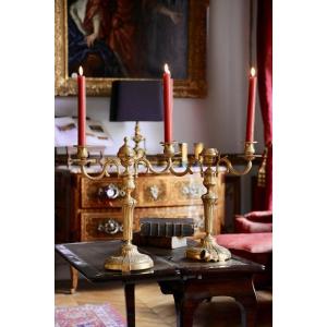 Pair Of Candelabra With Three Arms Of Lights