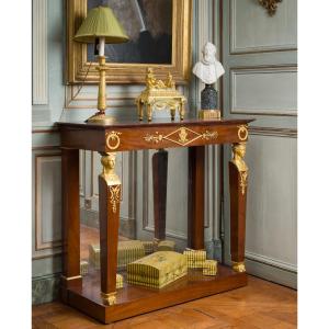 Pair Of Mahogany Console Tables Stamped Bernard Molitor