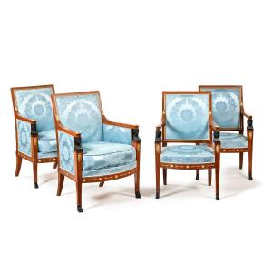 Set Of Two Armchairs, Two Armchairs And A Sofa Stamped Demay